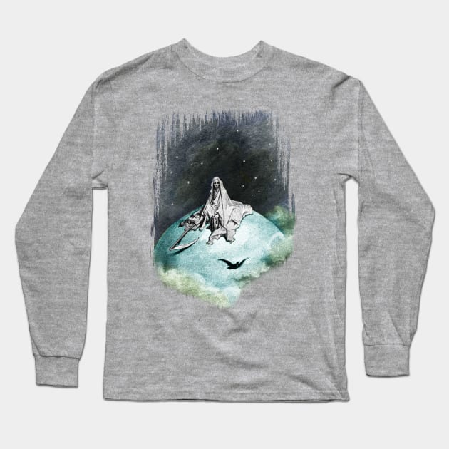 Death and The Raven: Long Sleeve T-Shirt by The Blue Box